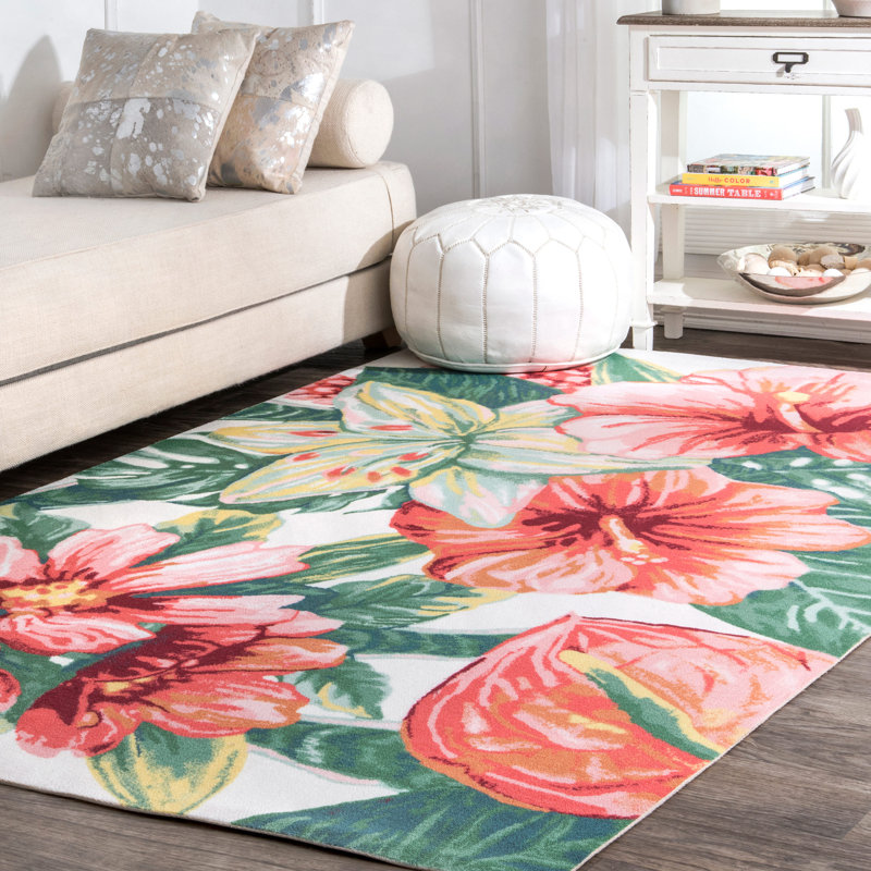Bay Isle Home Perao Floral Green/Pink Indoor / Outdoor Area Rug & Reviews Wayfair